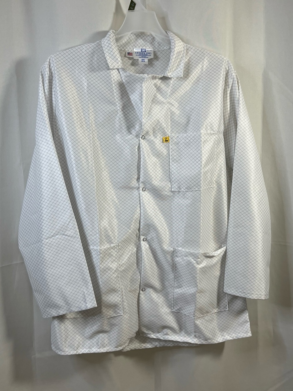 AEROPS INC ESD Anti-Static Premium Lab Coat Unisex White 38-40 NWOT Made in USA